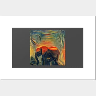 Cute elephant (animal, baby elephant, elephant art, cage the elephant and elephant painting) Posters and Art